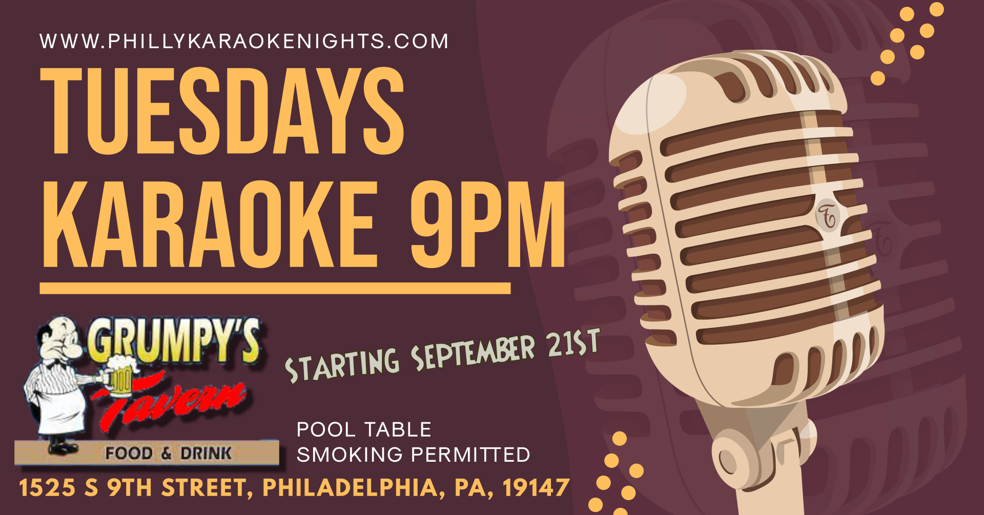 Tuesday Karaoke at Grumpys Tavern with DJ Jeanna Renee (South Philadelphia, PA)