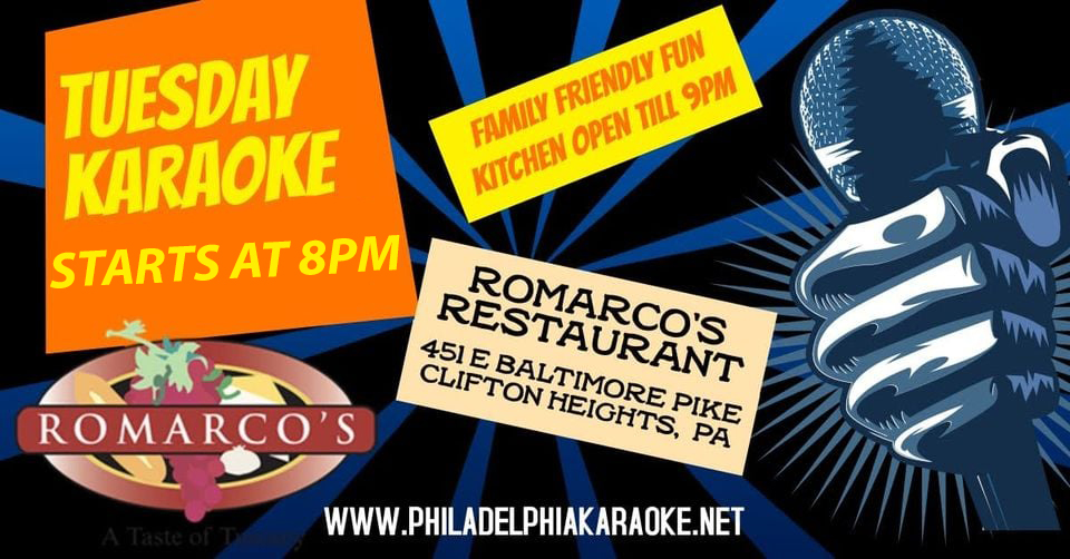 Tuesday Karaoke at Romarco's with DJ Durk (Clifton Heights, PA - Delaware County)